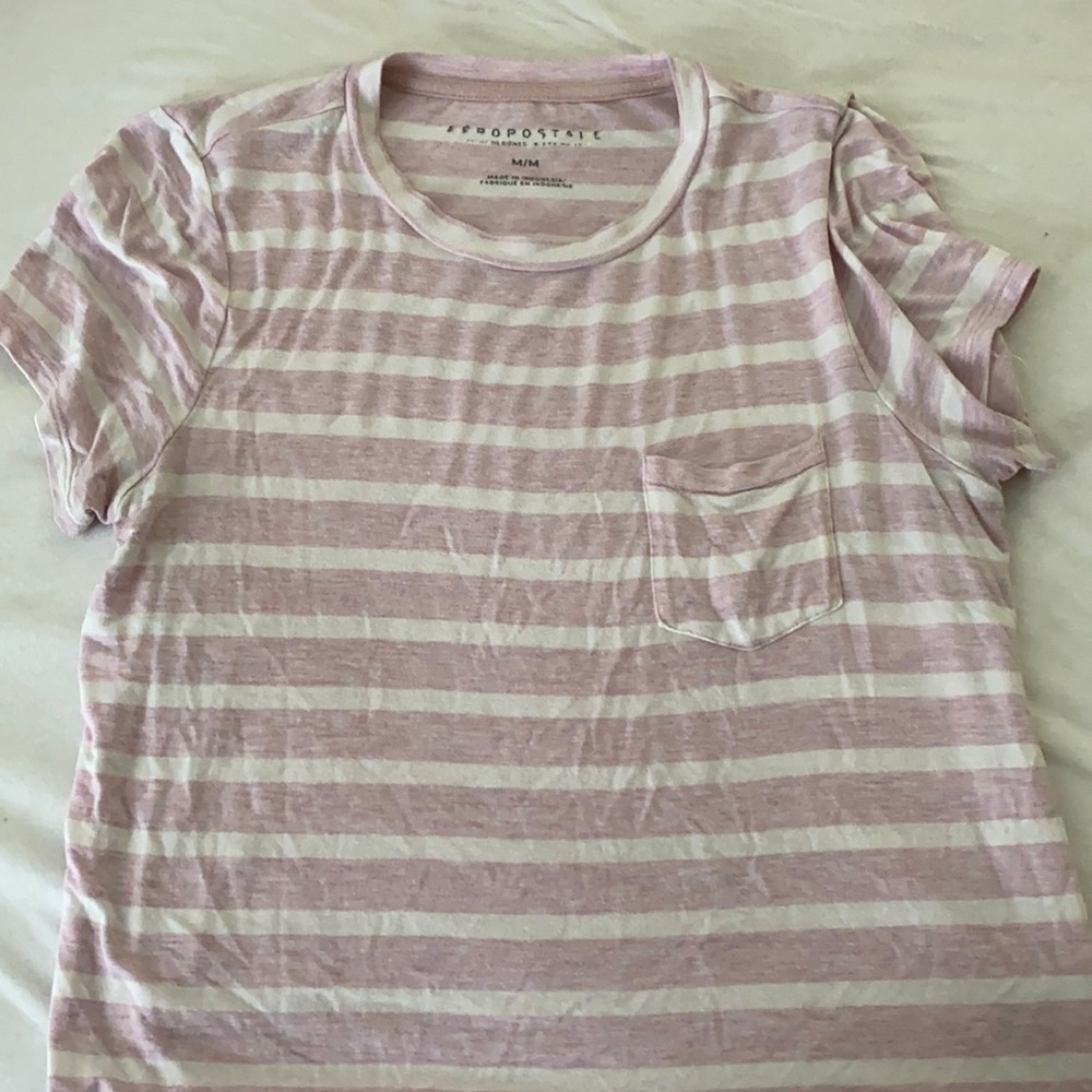 Aeropostale Pink and White Striped tee